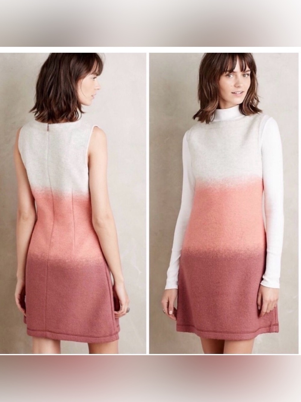 Anthropologie Hoss Intropia Sienna Wool Ombré Dress in Groovy Layer Size Large